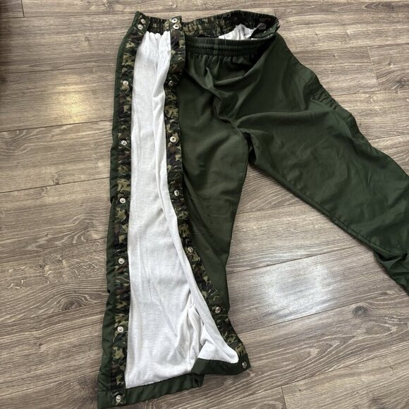 VTG Y2K Champion Snap Button Tearaway Track Pants Mens XS Green Sweatpants Baggy - Picture 8 of 16